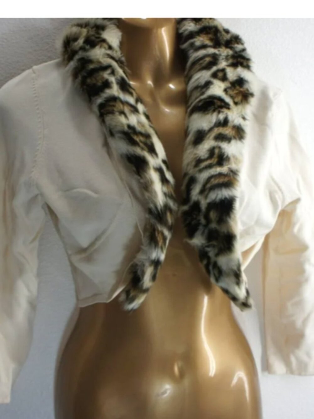 White House Black Market Silk Blend Shrug Cardigan W/ Faux Fur Collar size L